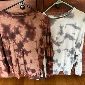Lululemon Tie-Dye Long Sleeve Tees - Brown and Gray